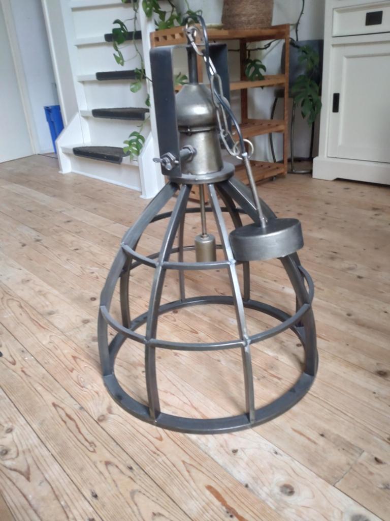 Industriële hanglamp - Stoere metalen kooilamp, Ophalen, Gebruikt, Metaal, Industrieel