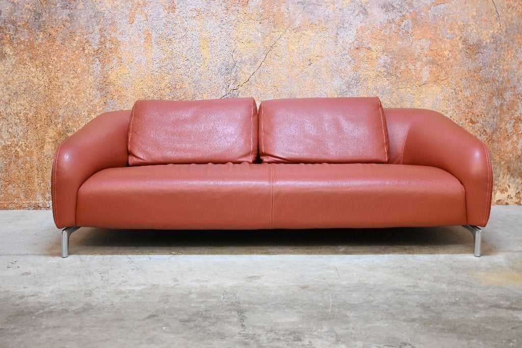 ZGANieuw! fraaie leren Leolux Elias design bank, Leolux, Leolux, Driepersoons, 75 tot 100 cm