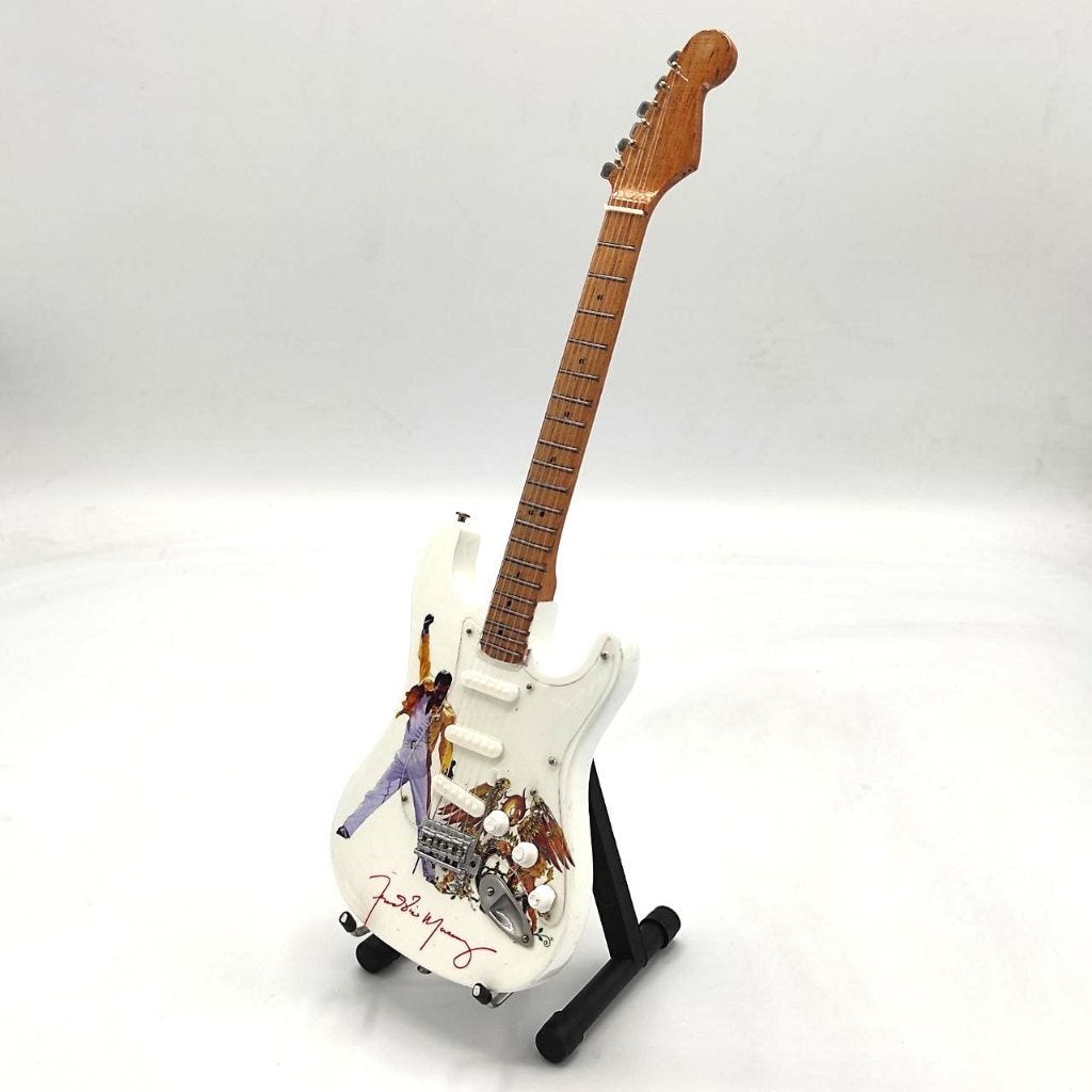 Freddie Mercury Queen wit miniatuur gitaar 25cm mini guitar, Info@deconoord.nl, Deco Noord, Nieuw, Ophalen of Verzenden
