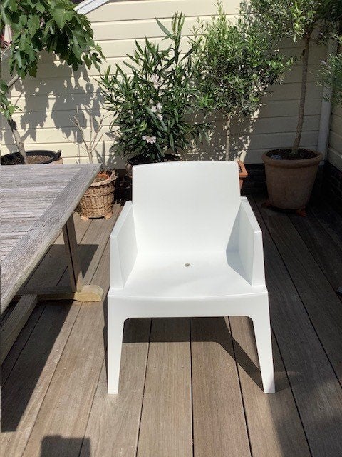 Box stapelbare tuinstoelen 4 stuks (van Siësta), Ophalen, Zo goed als nieuw, Kunststof, Stapelbaar