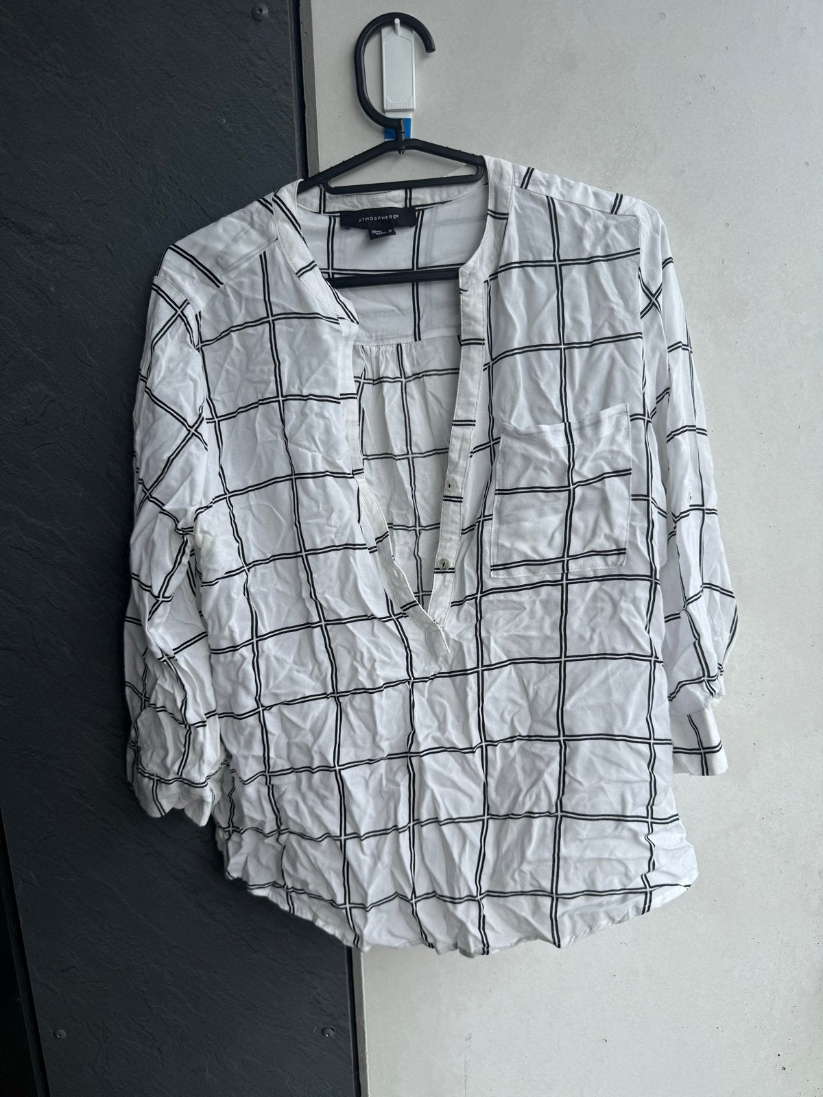 Atmosphere geruite blouse - Maat 40 (M), Ophalen of Verzenden, Gedragen, Maat 38/40 (M), Wit