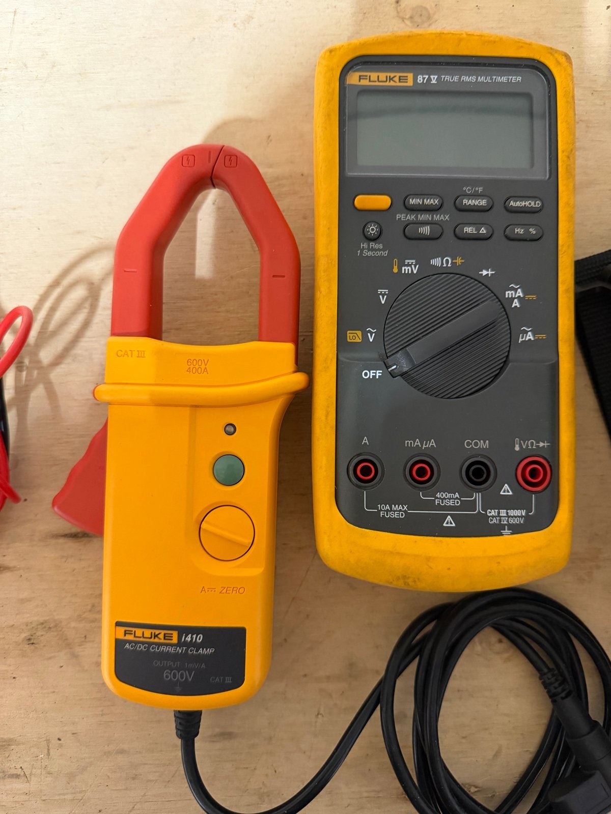 Fluke 87V True RMS + Fluke i410 stroomtang complete set, Ophalen of Verzenden, Gebruikt, Multimeter