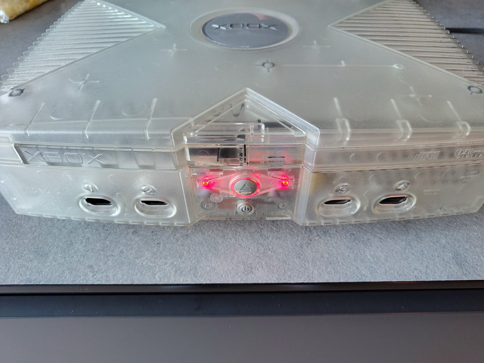 Xbox Original Crystal Edition met 2 controllers, Ophalen of Verzenden, Gebruikt, Met 2 controllers, Crystal/doorzichtig