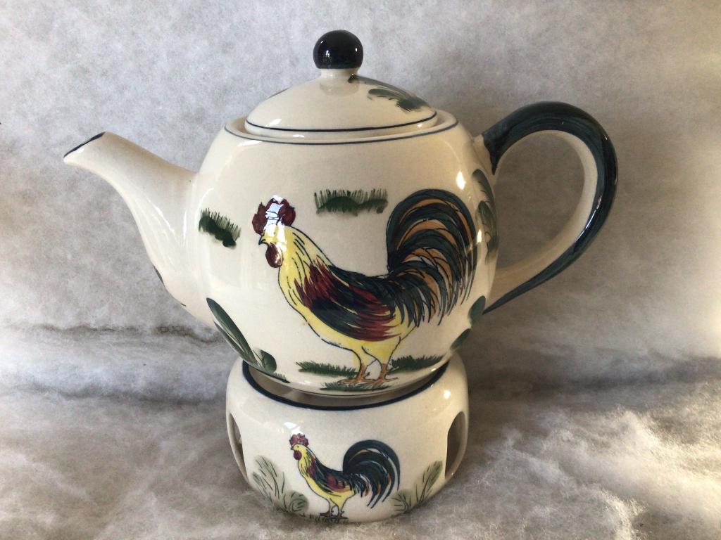 Vintage theepot met warmhouder. Haan. 1,5 l, Huis en Inrichting, Keuken | Servies, Ophalen of Verzenden, Overige stijlen, Overige typen