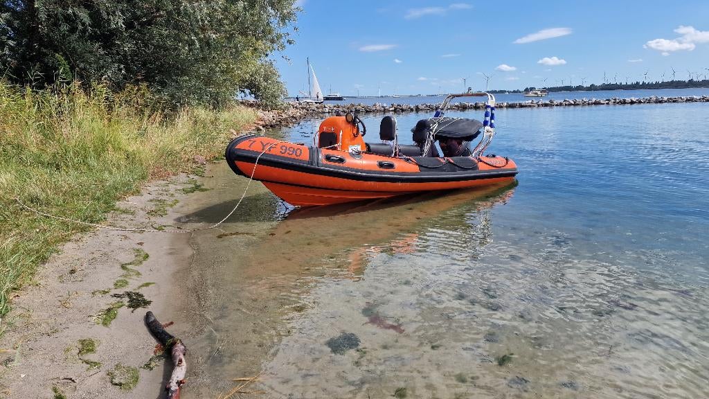 ex-Reddingsbrigade Ribcraft 480 RIB 60PK Yamaha incl.trailer, Ophalen, Gebruikt, Yamaha, Benzine