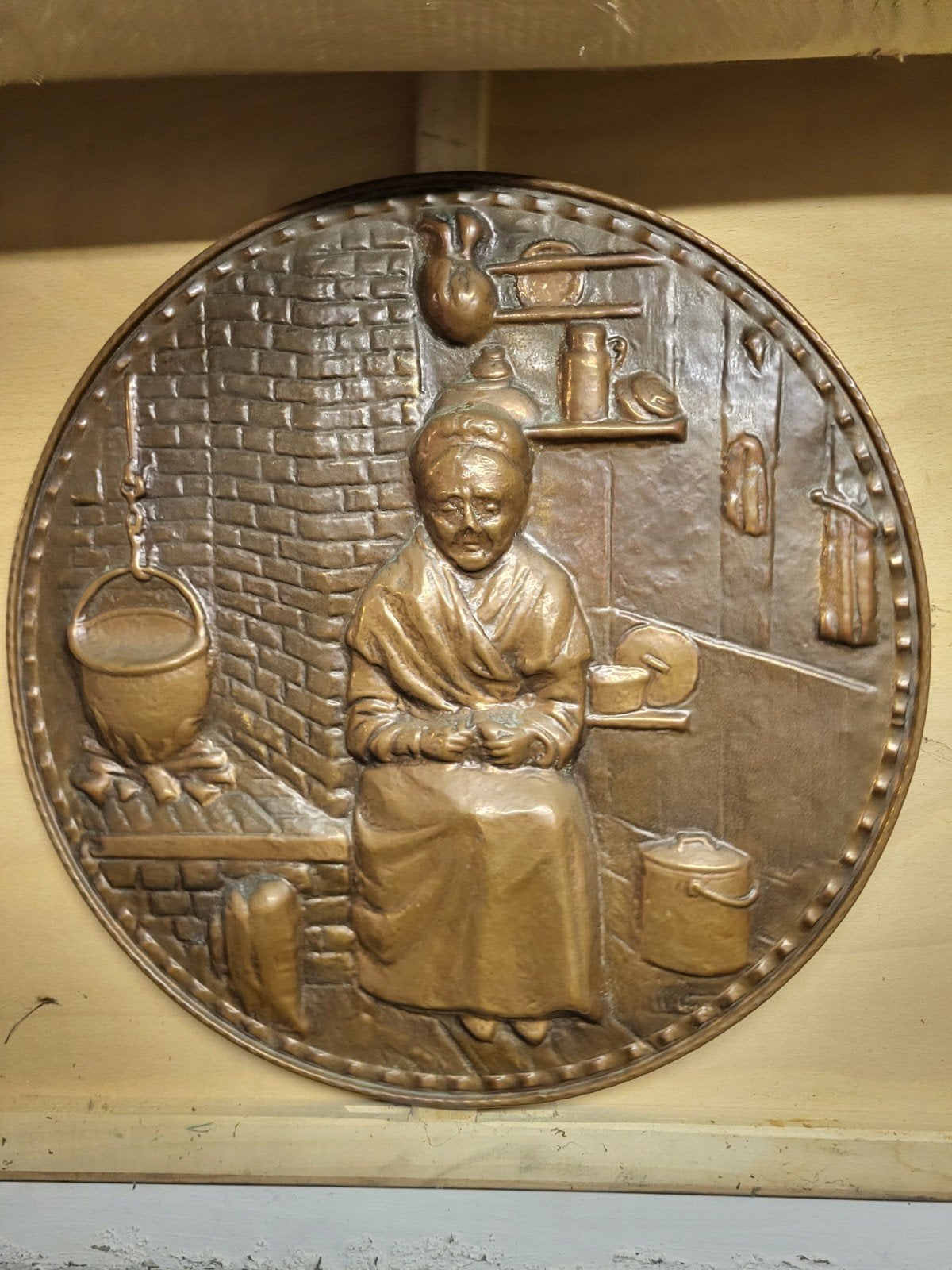 Vintage Koperen Wandplaat, Antiek en Kunst, Antiek | Koper en Brons, Ophalen of Verzenden, Koper