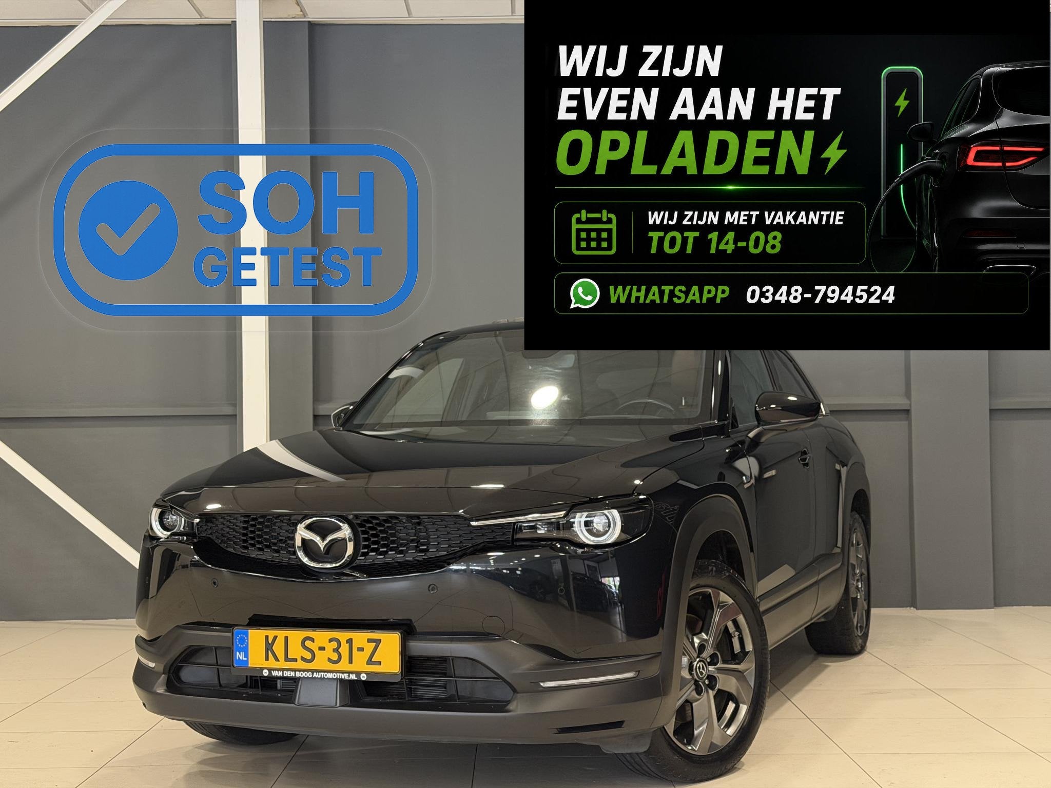 Mazda MX-30 e-SkyActiv 145 Makoto 36 kWh | Panorama dak | SO, Auto's, Mazda, 145 pk, Gebruikt, Zwart, 44 min