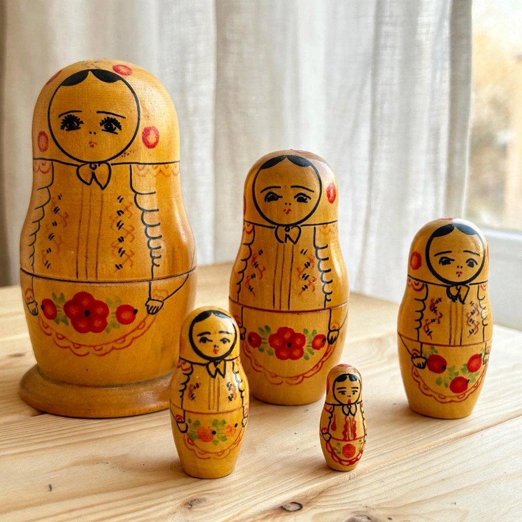 Vintage Russische Matroesjka 5-delig -Handgeschilderd, Ophalen of Verzenden, Zo goed als nieuw