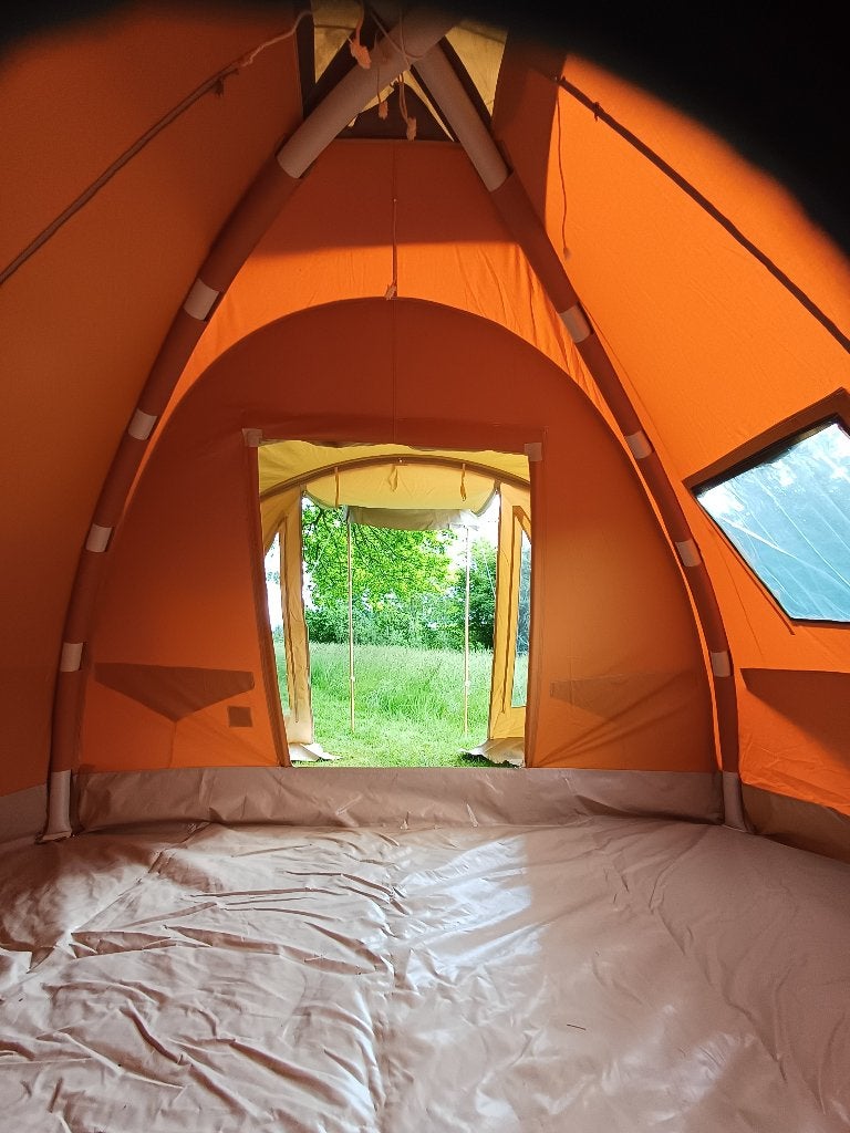 Zonnig gele oppompbare Karsten tent, 300 x 300, Ophalen, Gebruikt, Tot en met 4