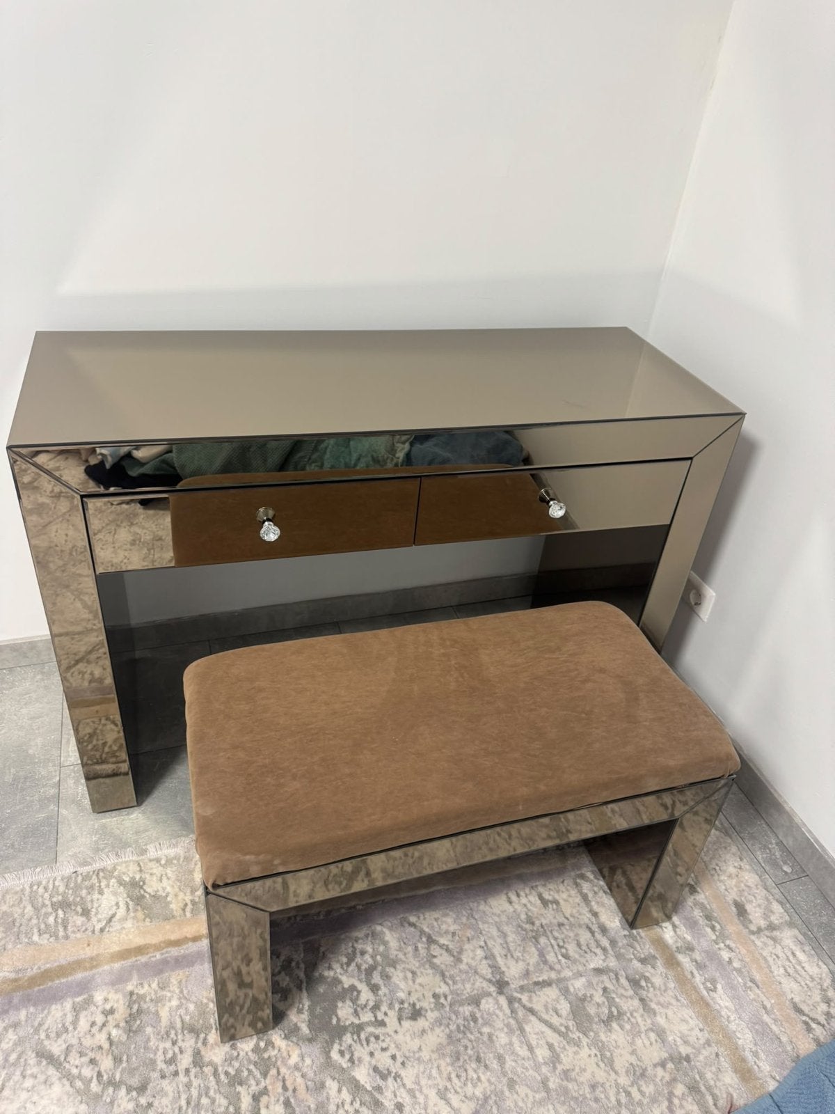 Beauty vanity met bankje - Zo goed als nieuw, Overige materialen, 100 tot 150 cm, Ophalen of Verzenden, Zo goed als nieuw