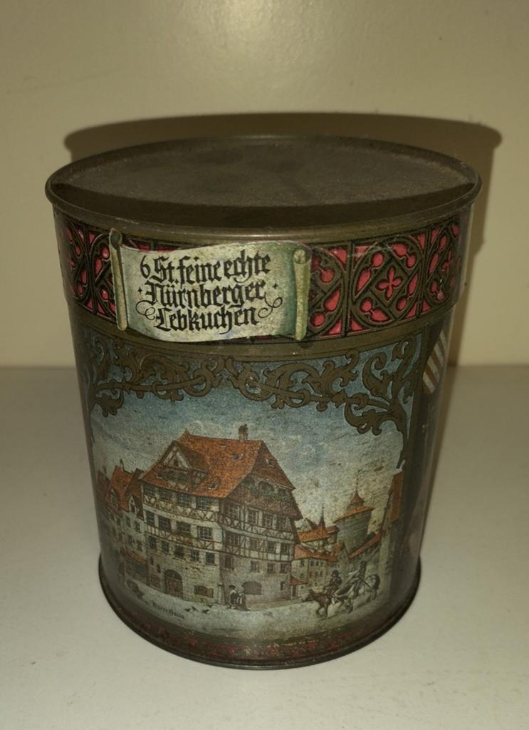 Vintage blikken trommel Lebkuchen Neurenberg, Verzamelen, Blikken, Ophalen of Verzenden