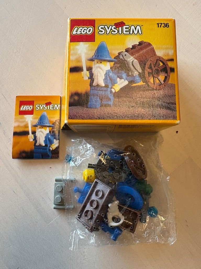 Lego 1736 Wizard's Cart. Met Doos, Lego, Ophalen of Verzenden, Zo goed als nieuw, Compleet