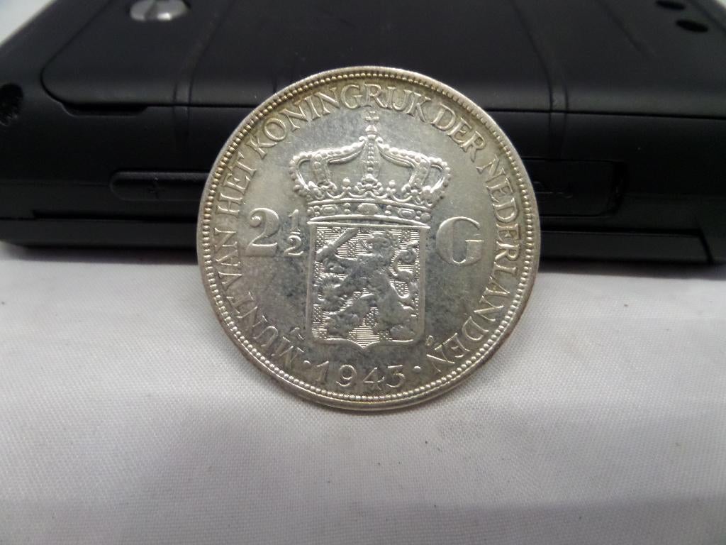 Zilveren rijksdaalder 1943, Postzegels en Munten, Munten | Nederland, Zilver, Ophalen of Verzenden, Koningin Wilhelmina, Losse munt