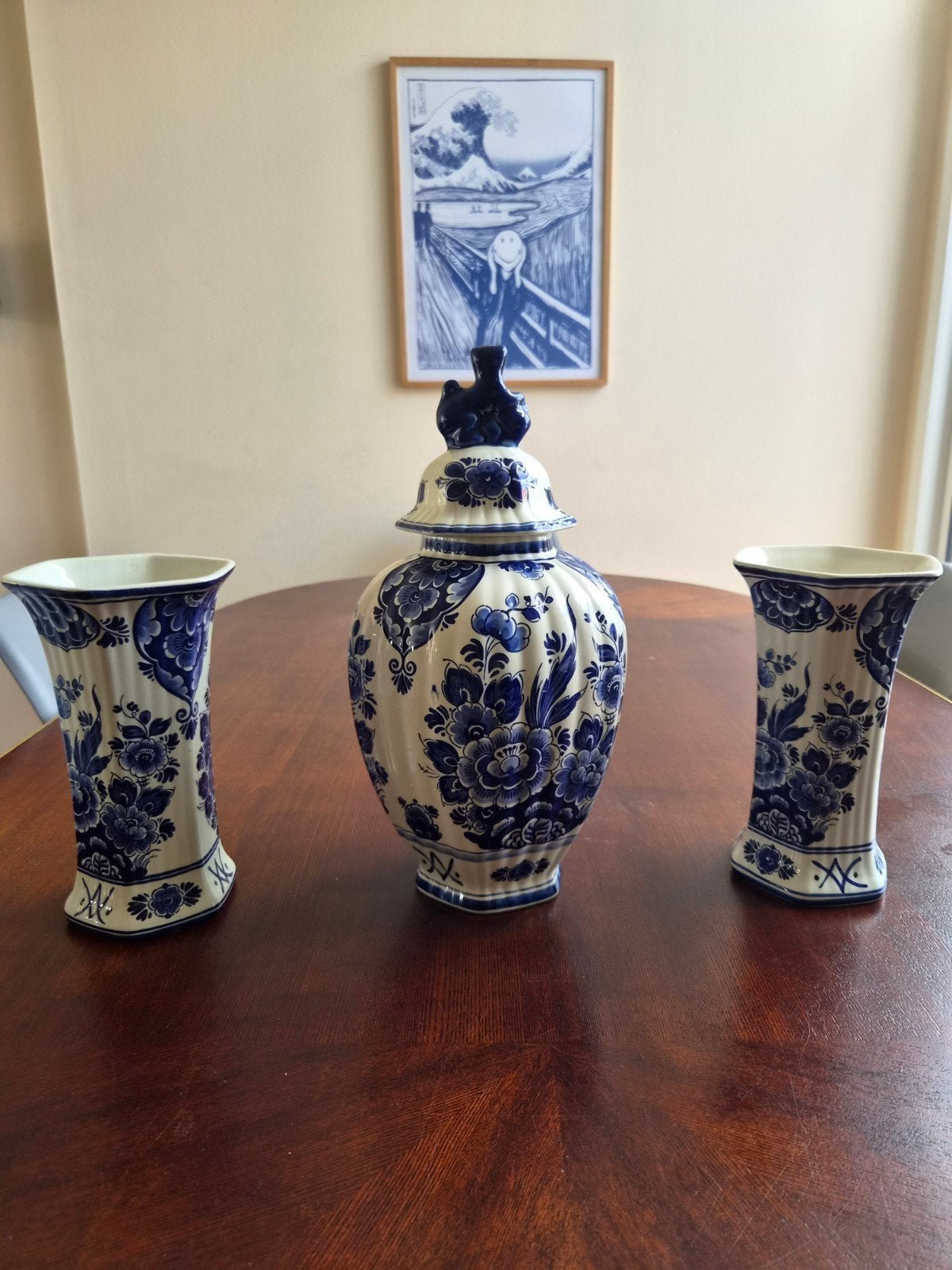 Delfts Blauw Vaas en Pot Set - Handwerk Holland, Ophalen