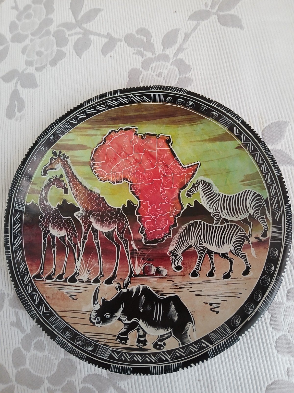 Afrika bord speksteen Vintage, Ophalen of Verzenden