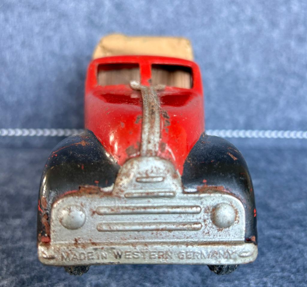 Vintage Gescha rood/zwarte vrachtwagen m/huif, Ophalen of Verzenden