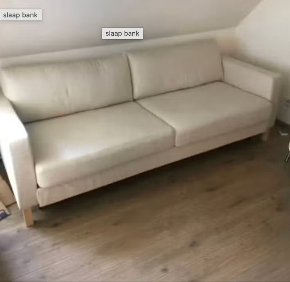 slaapbank, Beige, Tweepersoons, Zo goed als nieuw, 220 cm