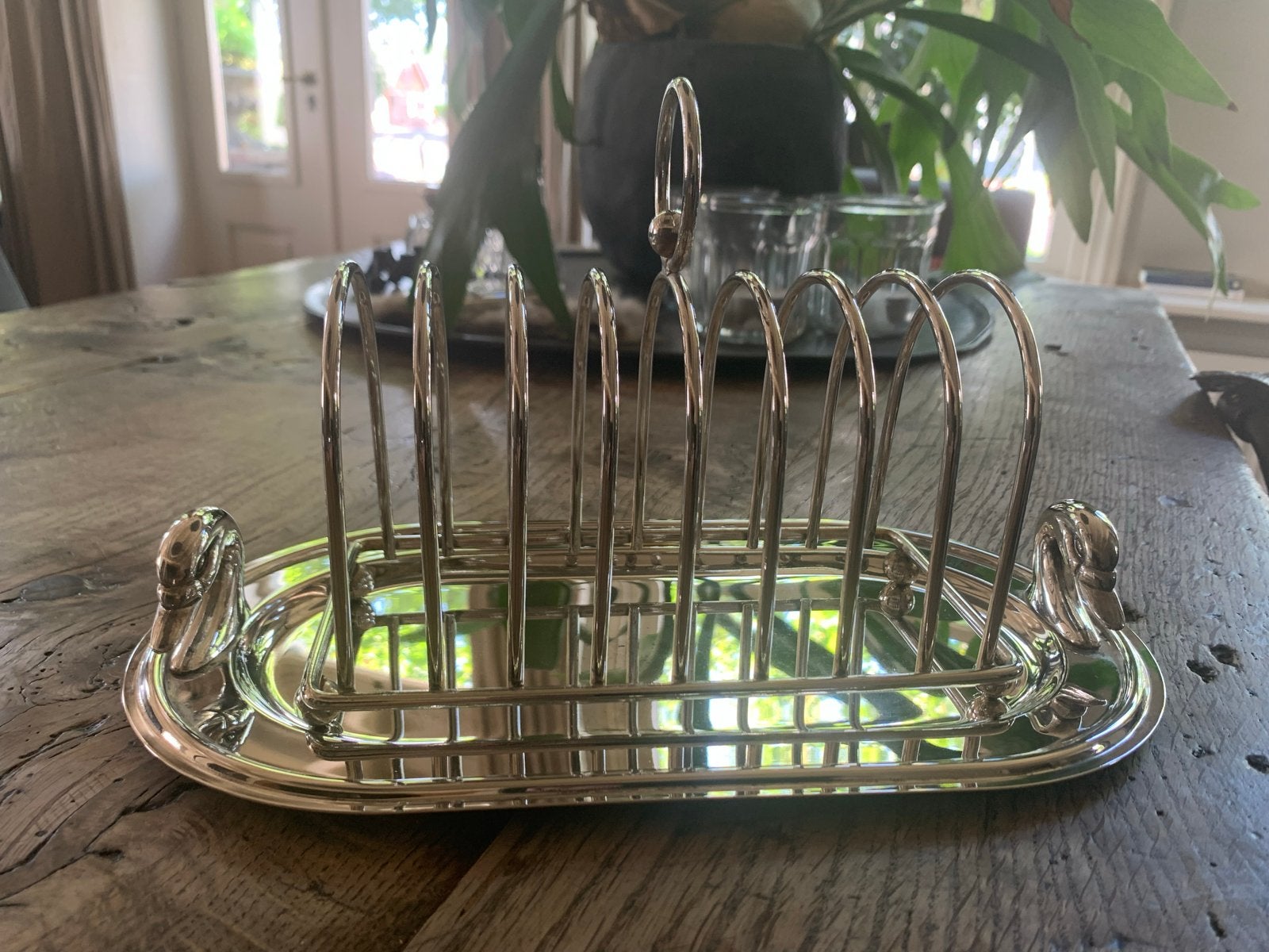 Verzilverde toastschaal met zwanen - Vintage, Ophalen of Verzenden
