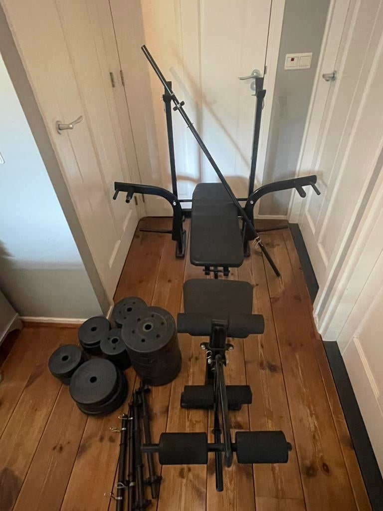 Fitness set, Sport en Fitness, Ophalen, Zo goed als nieuw, Benen, Fitnessbank