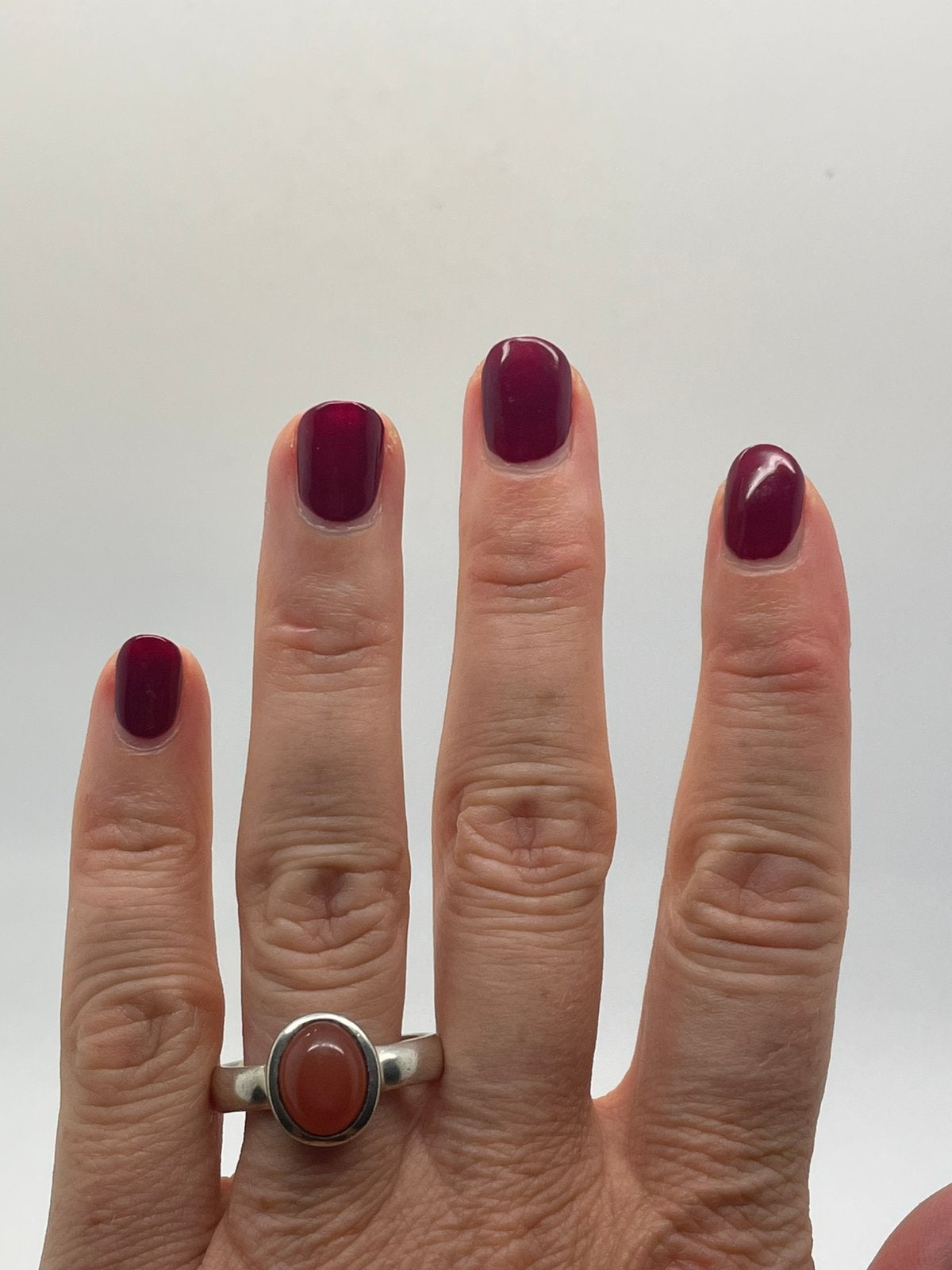 F879 Prachtige zilveren ring oranje steen maat 21, Sieraden, Tassen en Uiterlijk, 20 of groter, Ophalen of Verzenden, X, Dame