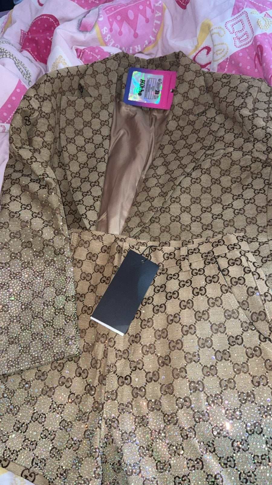 Gucci-stijl Pak met Kristallen - Nieuw met labels, Kleding | Dames, Jasjes, Kostuums en Pakken, Maat 38/40 (M), Kostuum of Pak