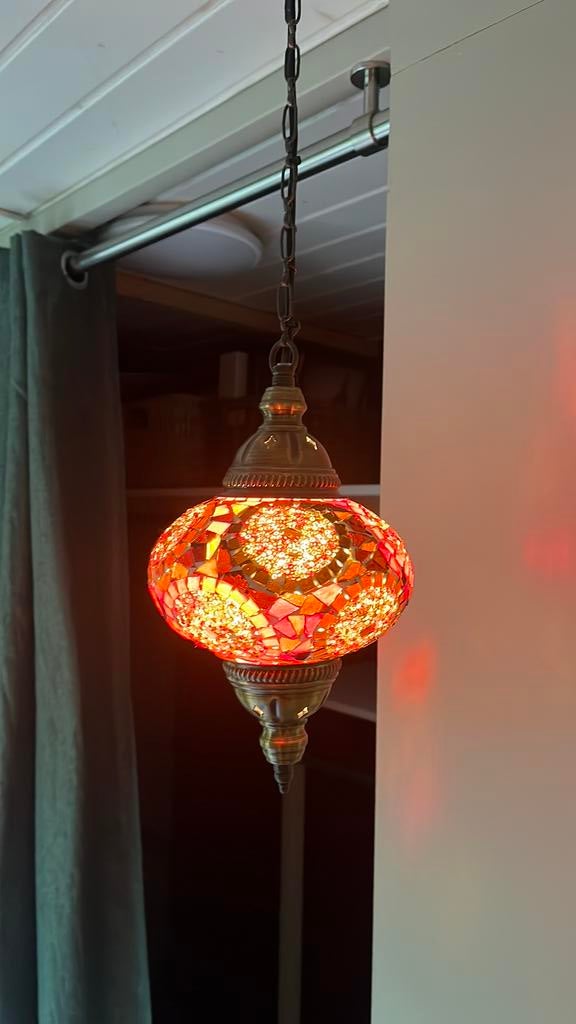 Mozaïeklamp rood, Huis en Inrichting, Lampen | Kroonluchters, Ophalen, Zo goed als nieuw
