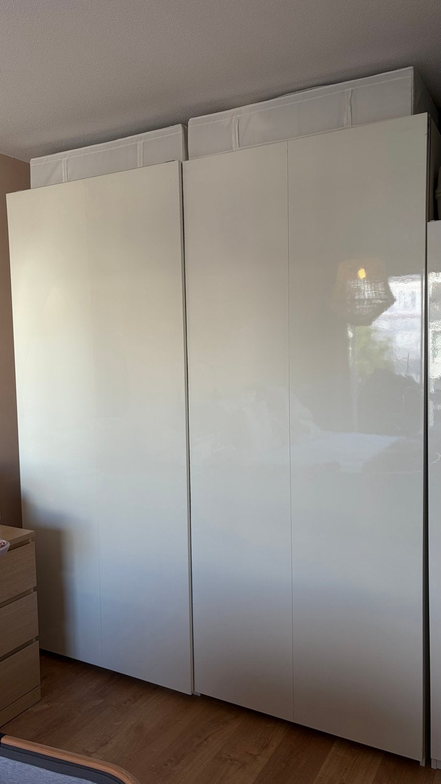 Schuifdeur PAX Hasvik hoogglans wit, Ophalen, Met plank(en), Gebruikt, 200 cm of meer