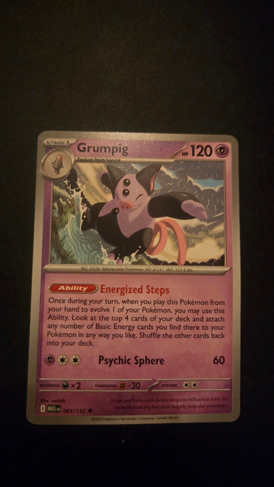 Grumpig 063/132 Mega Evolution Pokémon kaart, Verzenden, Zo goed als nieuw, Losse kaart