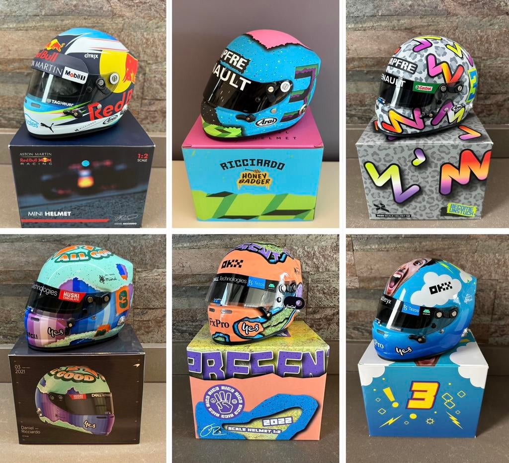 6x Daniel Ricciardo 1:2 Helm, Verzamelen, Automerken, Motoren en Formule 1, Ophalen of Verzenden, Zo goed als nieuw, Formule 1