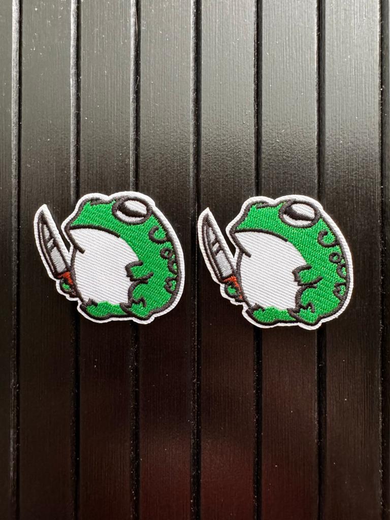 Grappige gewapende kikker patch - 4,5x5 cm, Ophalen of Verzenden, Nieuw, Overige applicaties
