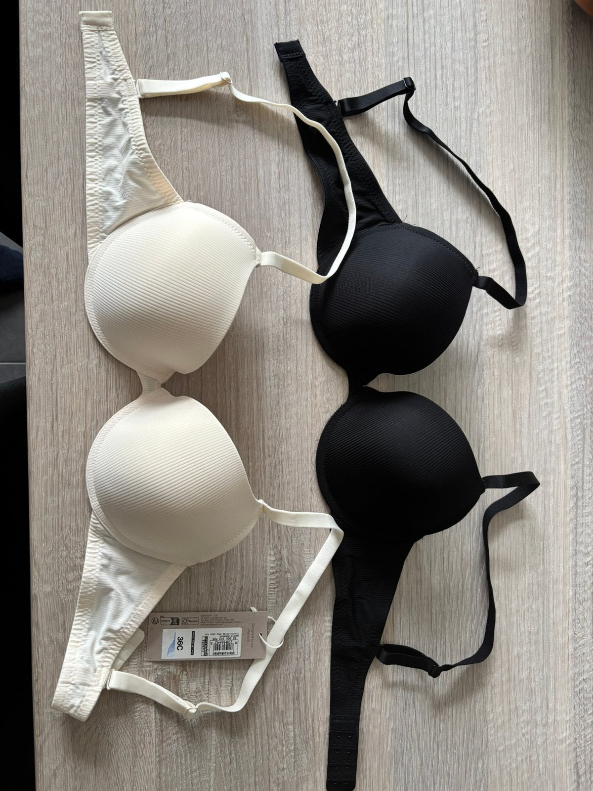 BH zwart en crème mt. 36C, Kleding | Dames, Ondergoed en Lingerie, Ophalen of Verzenden, Overige kleuren, BH