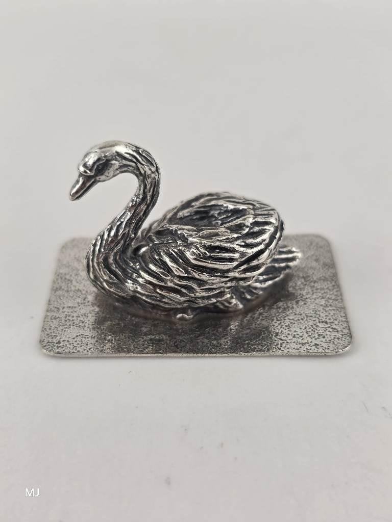 Zilveren miniatuur Zwaan                                Z216, Antiek en Kunst, Antiek | Goud en Zilver, Ophalen of Verzenden, Zilver