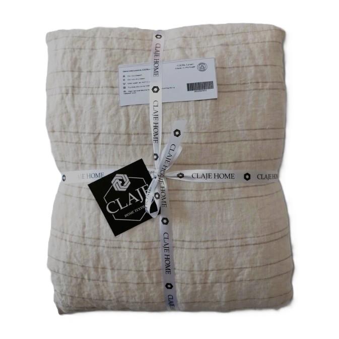 100% linnen dekbedovertrek 240x220 met slopen Lichtbeige, Beige, Dekbedovertrek, Ophalen of Verzenden, Nieuw