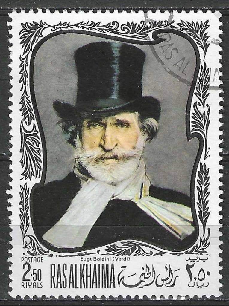 Ras Al Khaima 1969 - Stampworld 296 - Mozart - 2,50 R. (ST), Verzenden, Gestempeld, Midden-Oosten
