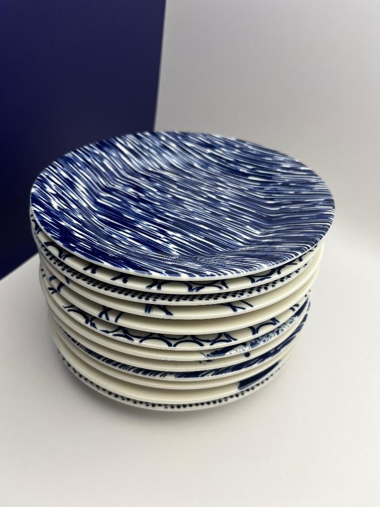 Royal doulton pacific blue - 12 gebaksbordjes, Ophalen, Zo goed als nieuw, Bord(en), Overige stijlen