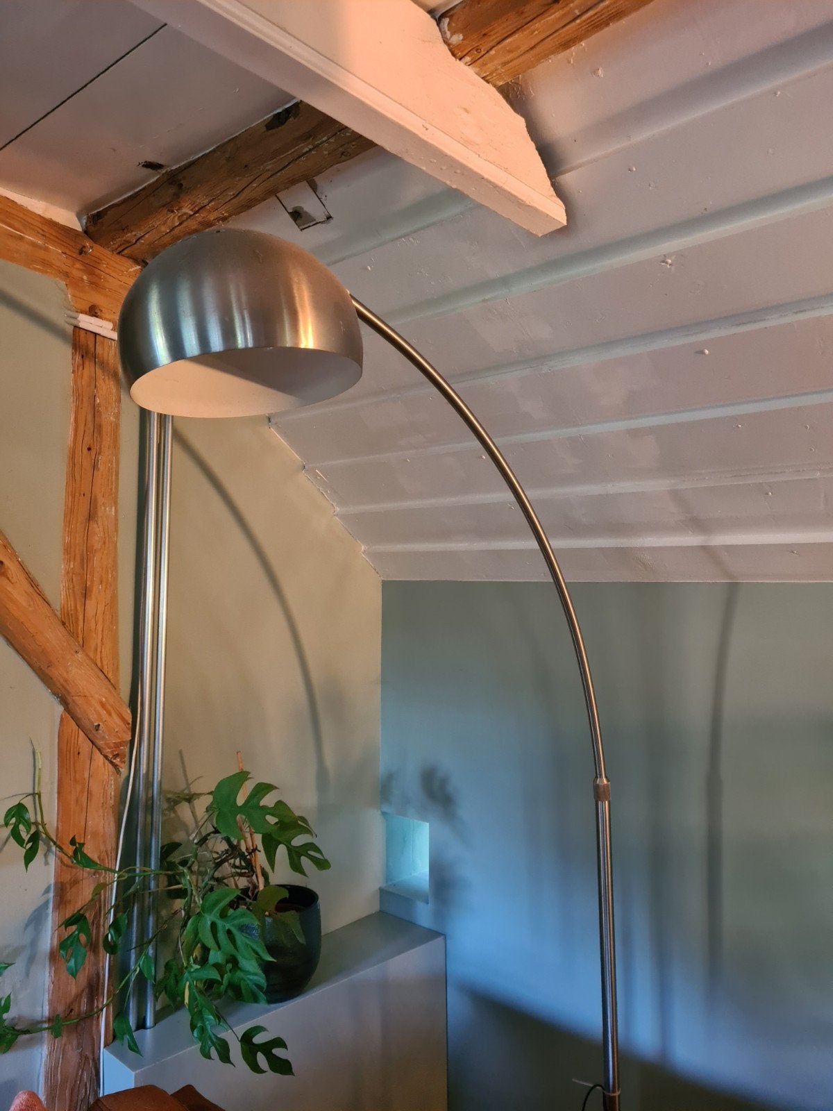 Grote Vintage Booglamp met Zware Voet, Ophalen, Gebruikt, 200 cm of meer, Overige materialen