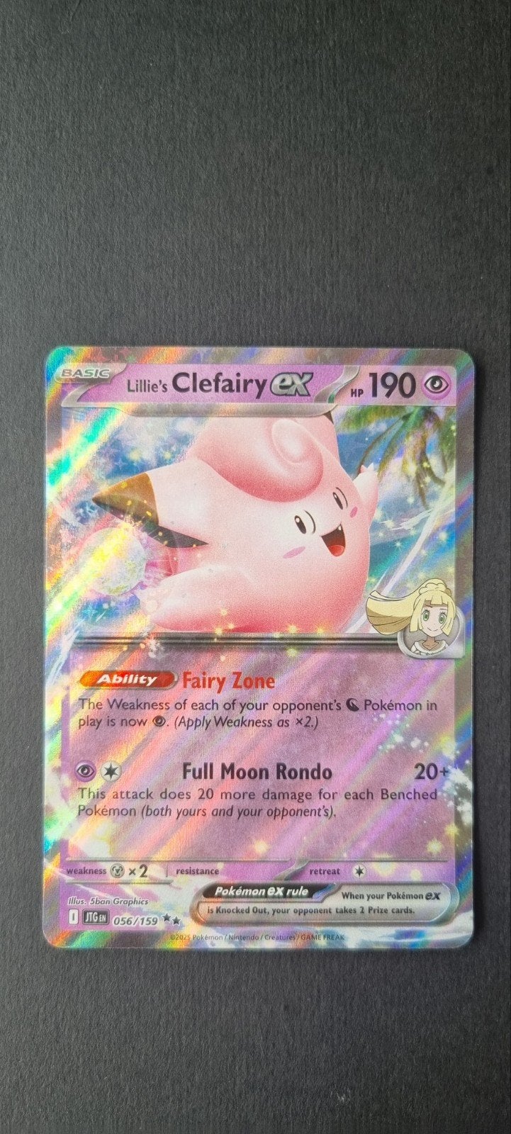 Lillie's Clefairy ex JTG 056 excellent, Ophalen of Verzenden, Zo goed als nieuw, Losse kaart, Foil