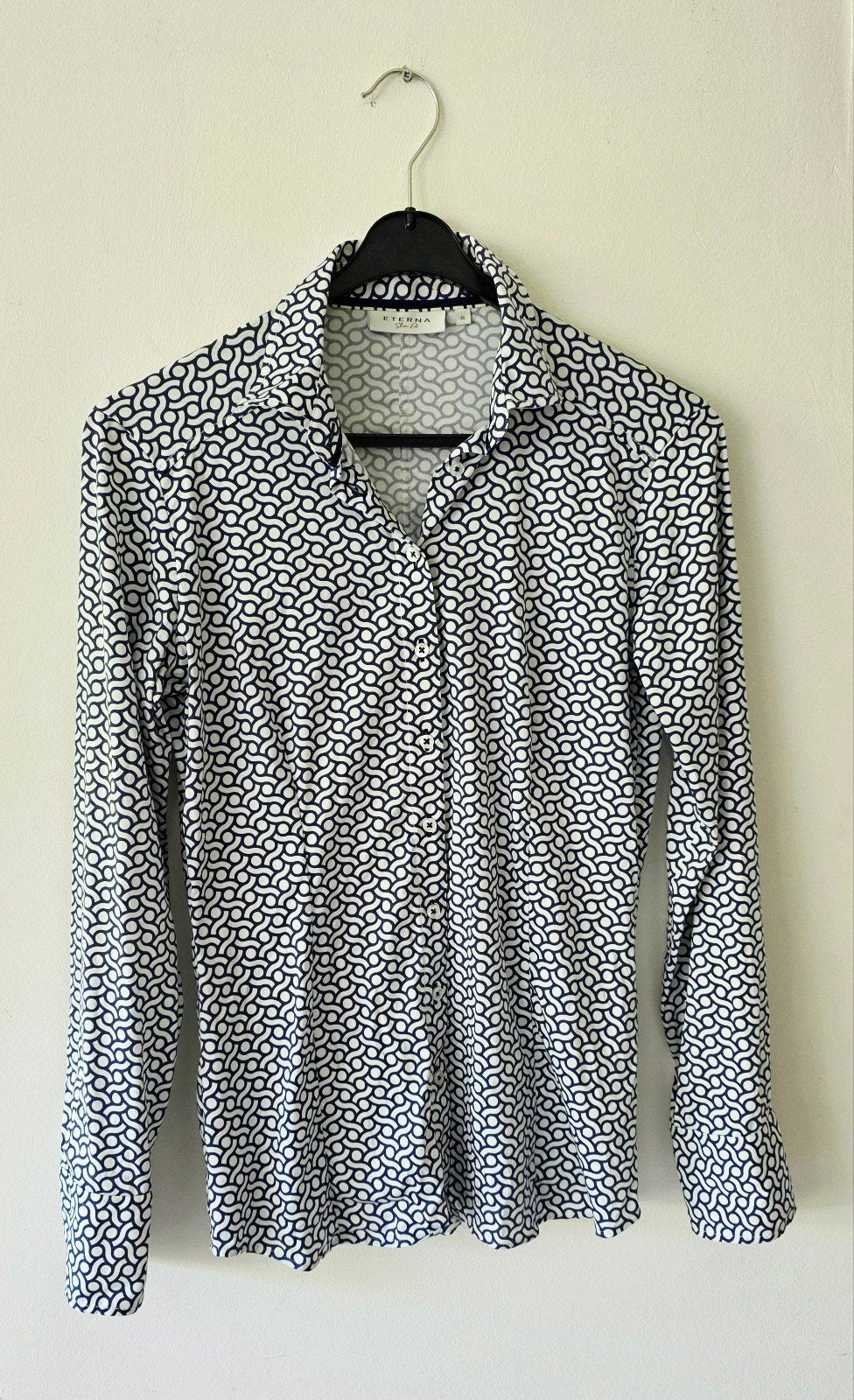 Eterna Slim Fit Blouse Maat 36, Blauw, Ophalen of Verzenden, Zo goed als nieuw, Maat 36 (S)