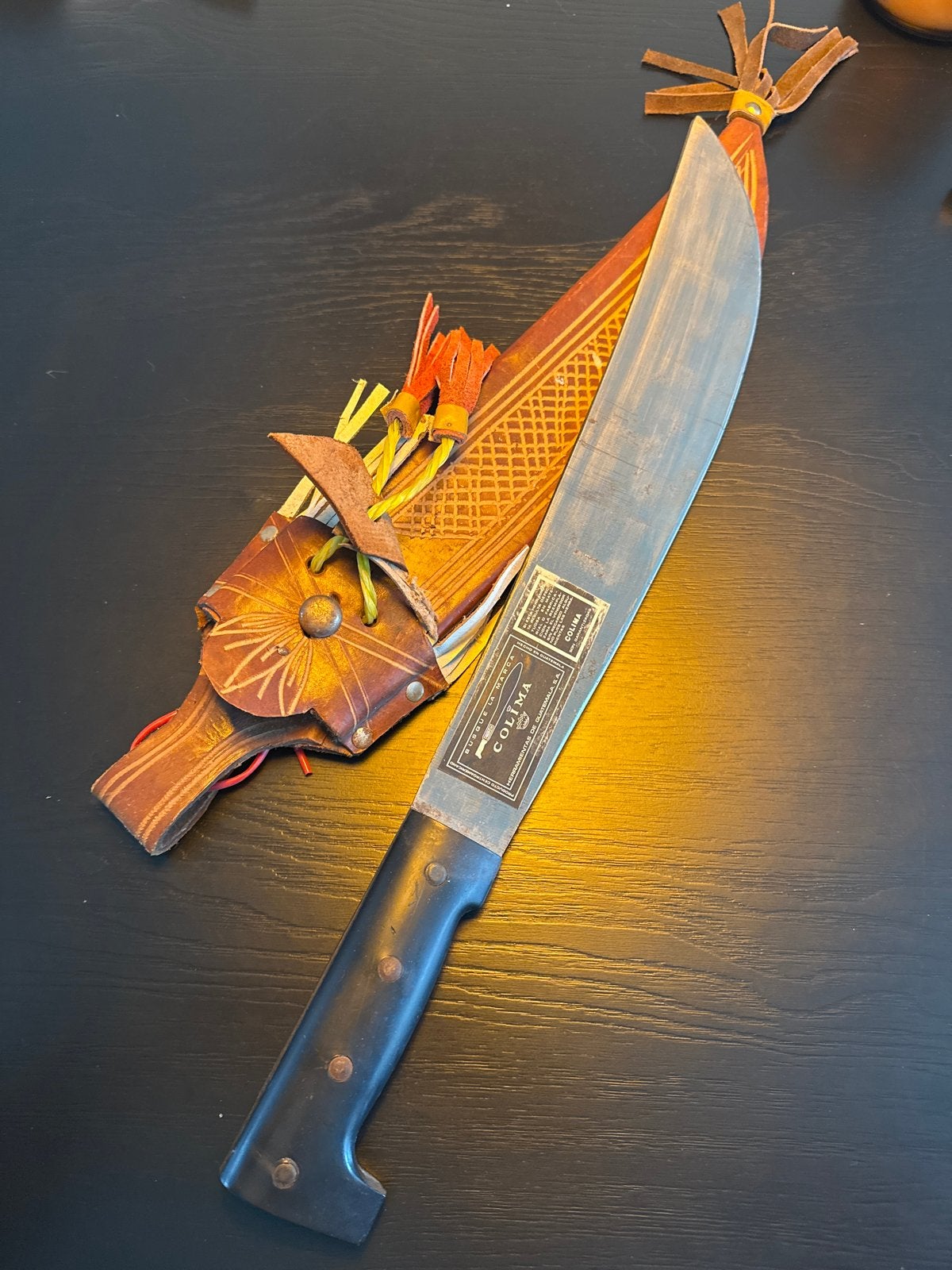 Colima Machete met Leren Schede - Guatemala, Ophalen of Verzenden