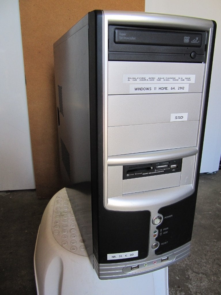 (51)DualCore Amd-A6-5400K. 3,8 Ghz,6Gb,120 Gb ssd,500 Gb hdd, Ophalen of Verzenden, Zo goed als nieuw