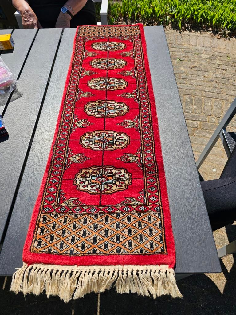 Antiek Perzisch Tafel Tapijt - 31x100 cm, Ophalen of Verzenden