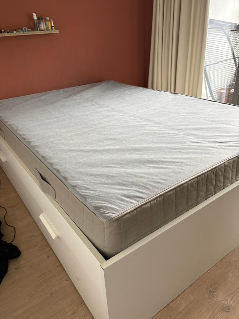 Brimnes Ikea bed 140, Gebruikt, Tweepersoons, 200 cm, 140 cm