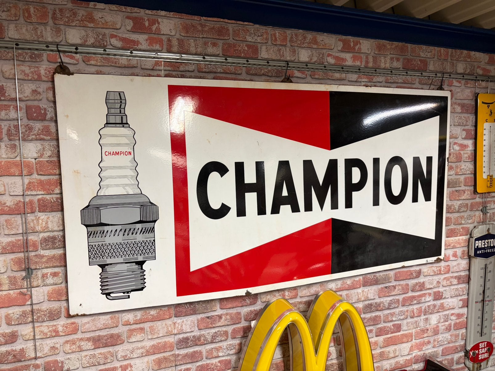 Emaille reclamebord Champion 100x200cm, Ophalen, Gebruikt, Reclamebord