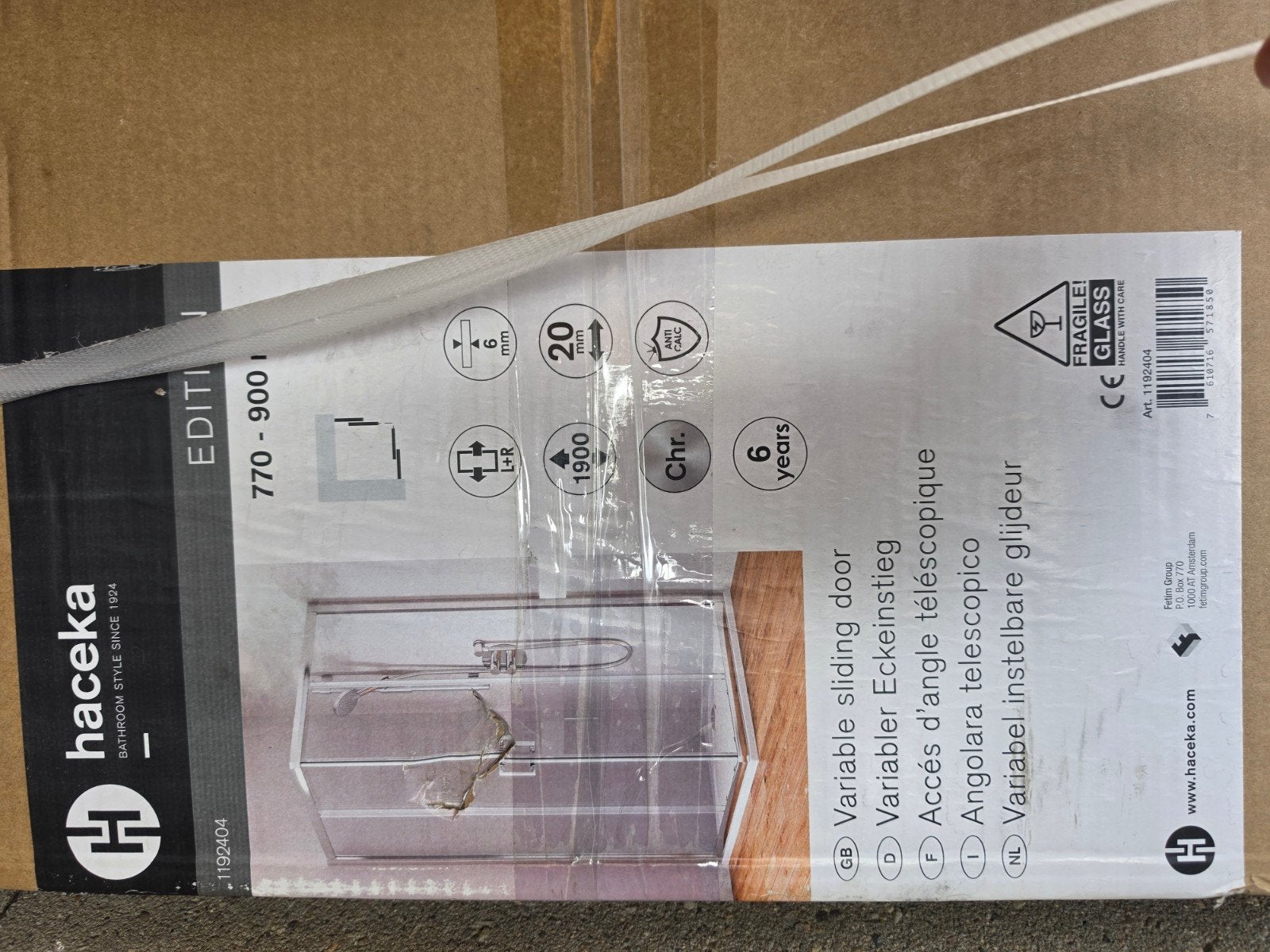 HACEKA Douchedeur Schuifdeur 770-900mm Helder Glas, Ophalen, Nieuw, Glas, Douche