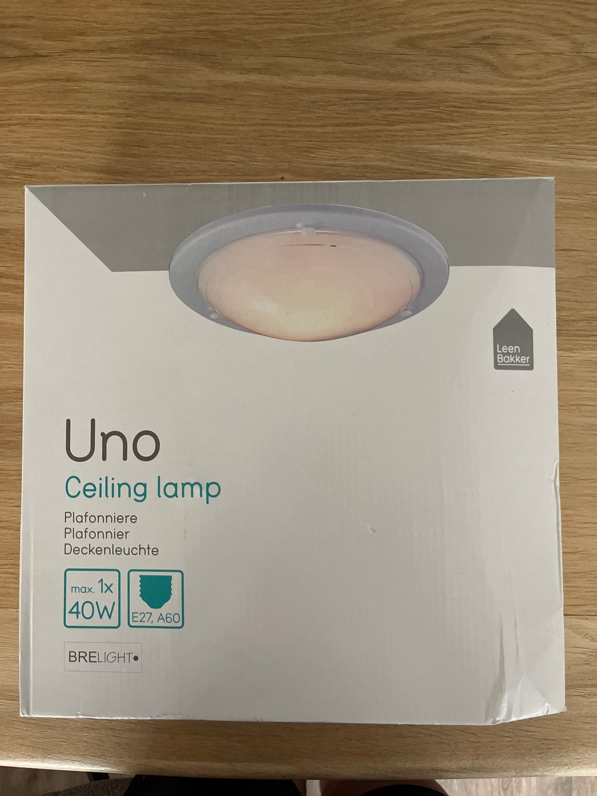 Nieuwe Plafondlamp Uno van Leen Bakker, wit, E27 fitting, Kunststof, Modern, Nieuw, Wit