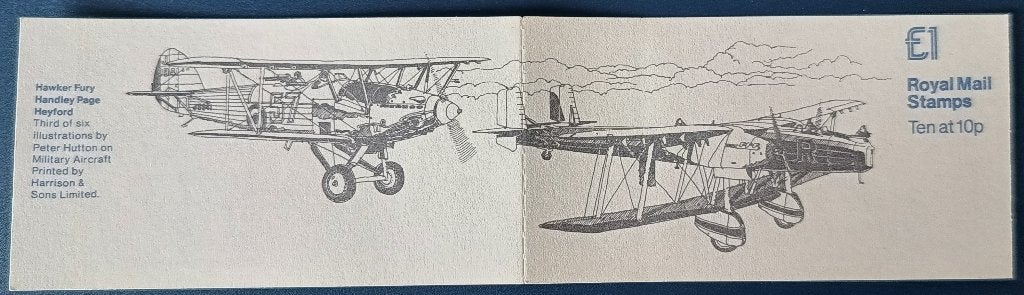 Postzegelboekje Engeland – Military Aircraft 3 - Hawker Fury, Ophalen of Verzenden, Postfris