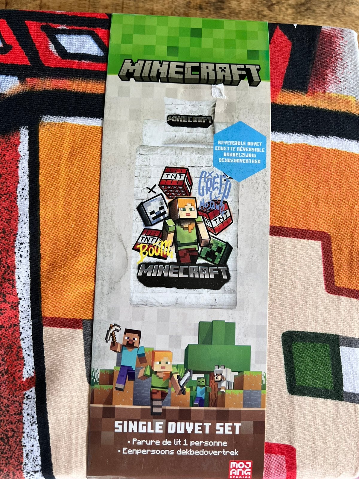 Minecraft dekbedovertrek 140x200cm, Overige merken, Meerkleurig, Nieuw, Ophalen of Verzenden