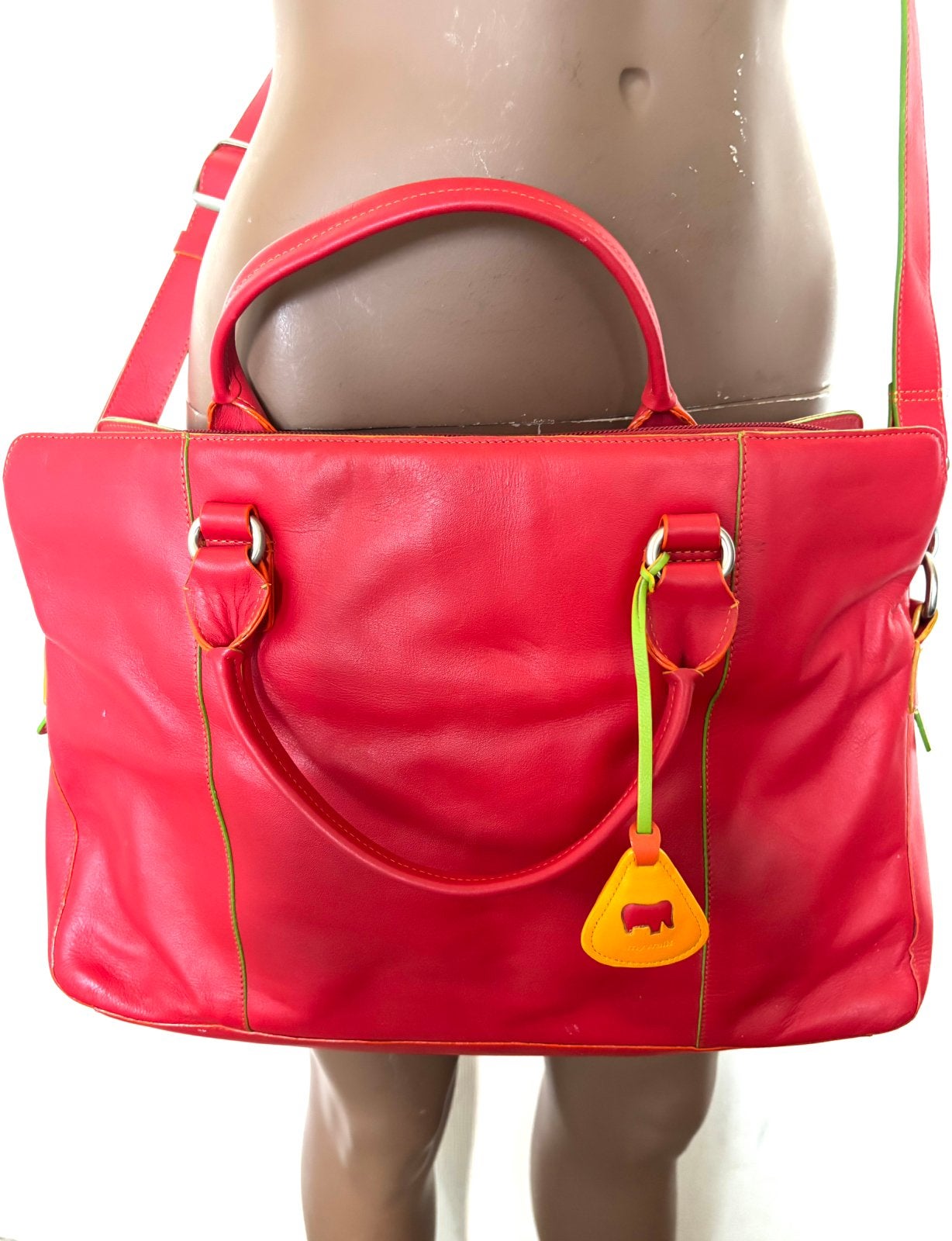 Mywalit Leren hand/ schouder/ cross body/ laptop tas., Sieraden, Tassen en Uiterlijk, Verzenden, Zo goed als nieuw, Rood