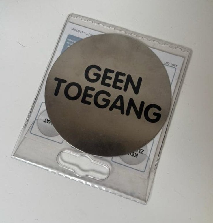 Pictogram Geen toegang rvs look - deurbordje - 8,5 x 8,5 cm, Ophalen of Verzenden, Zo goed als nieuw