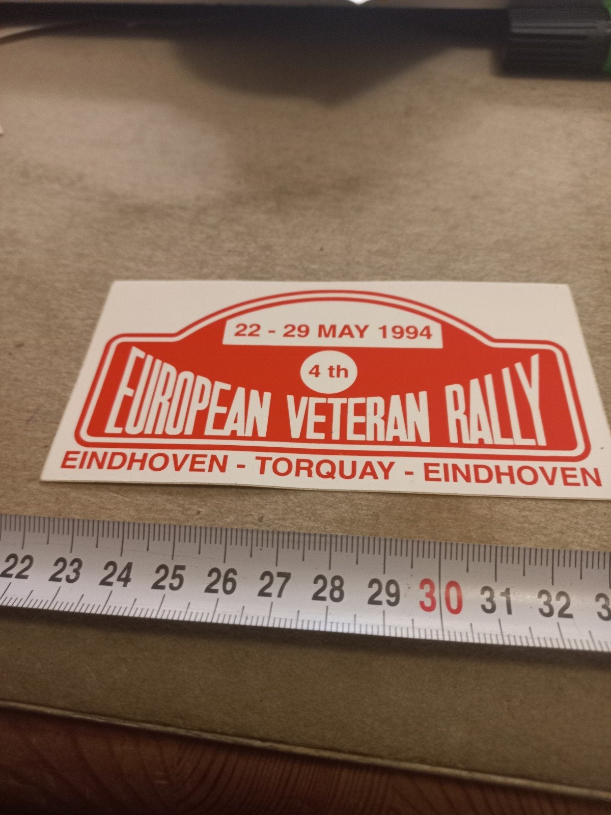 European Veteran Rally 1994 Sticker - Eindhoven Torquay, Ophalen of Verzenden, Gebruikt